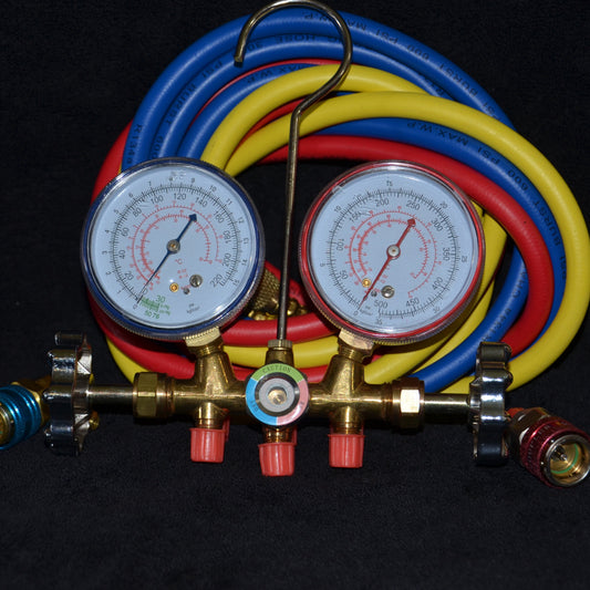 2-veis Manometerstativ R-134a i messing